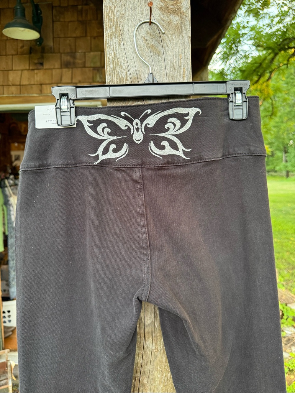 NWT PacSun Y2K Low Rise Bootcut Pants with Silver Butterfly Graphic - Picture 4 of 5